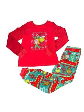 The Grinch Cindy Lou Who Kids Christmas Holiday Pajamas 2pc Fleece Set-Sz 12